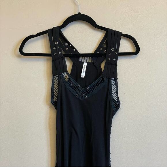 Mur Mur M black tunic top tassel cut outs Punk Goth Goblincore - Picture 2 of 7